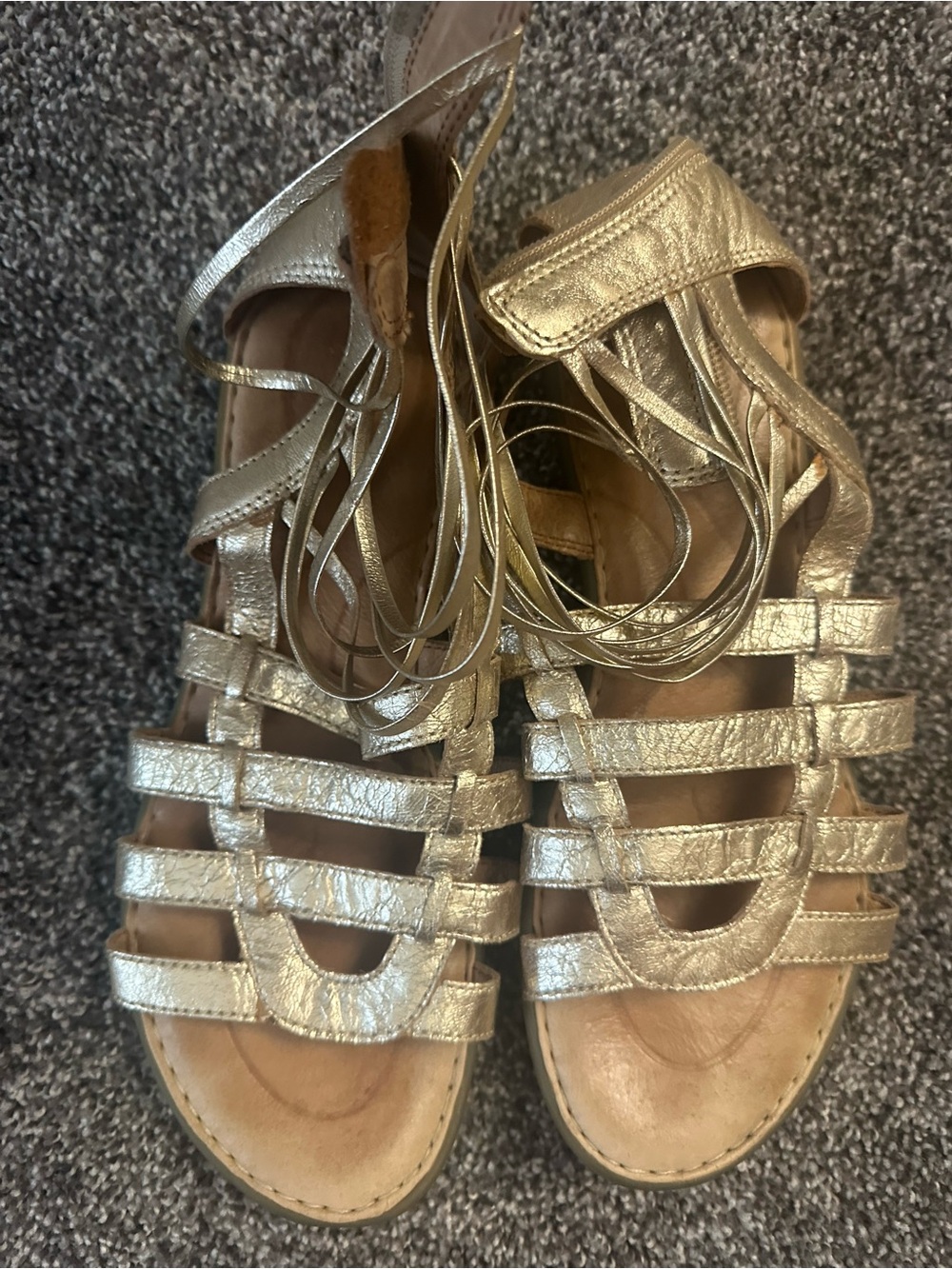 Born Metallic Gold Leather Gladiator Sandals